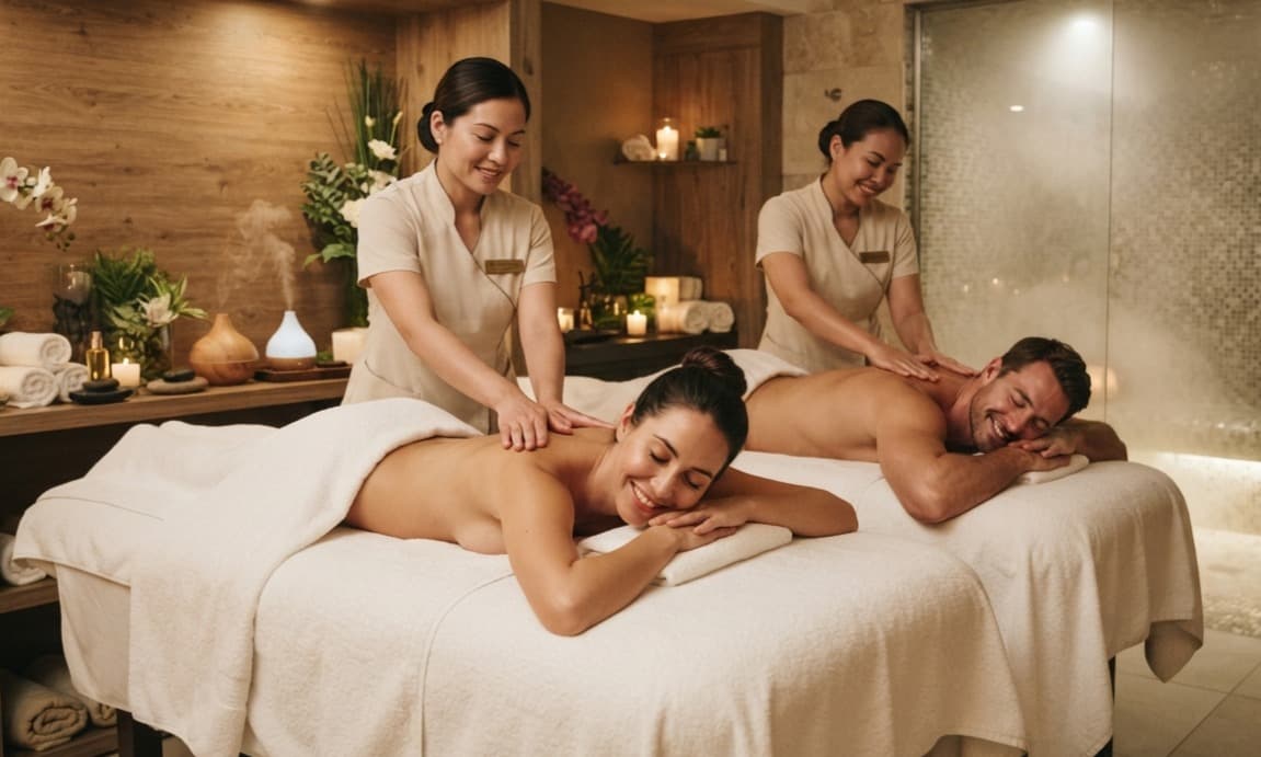 Couple Aromatherapy/Swedish full body massage (45 minutes) + 15 minutes (steam & shower)