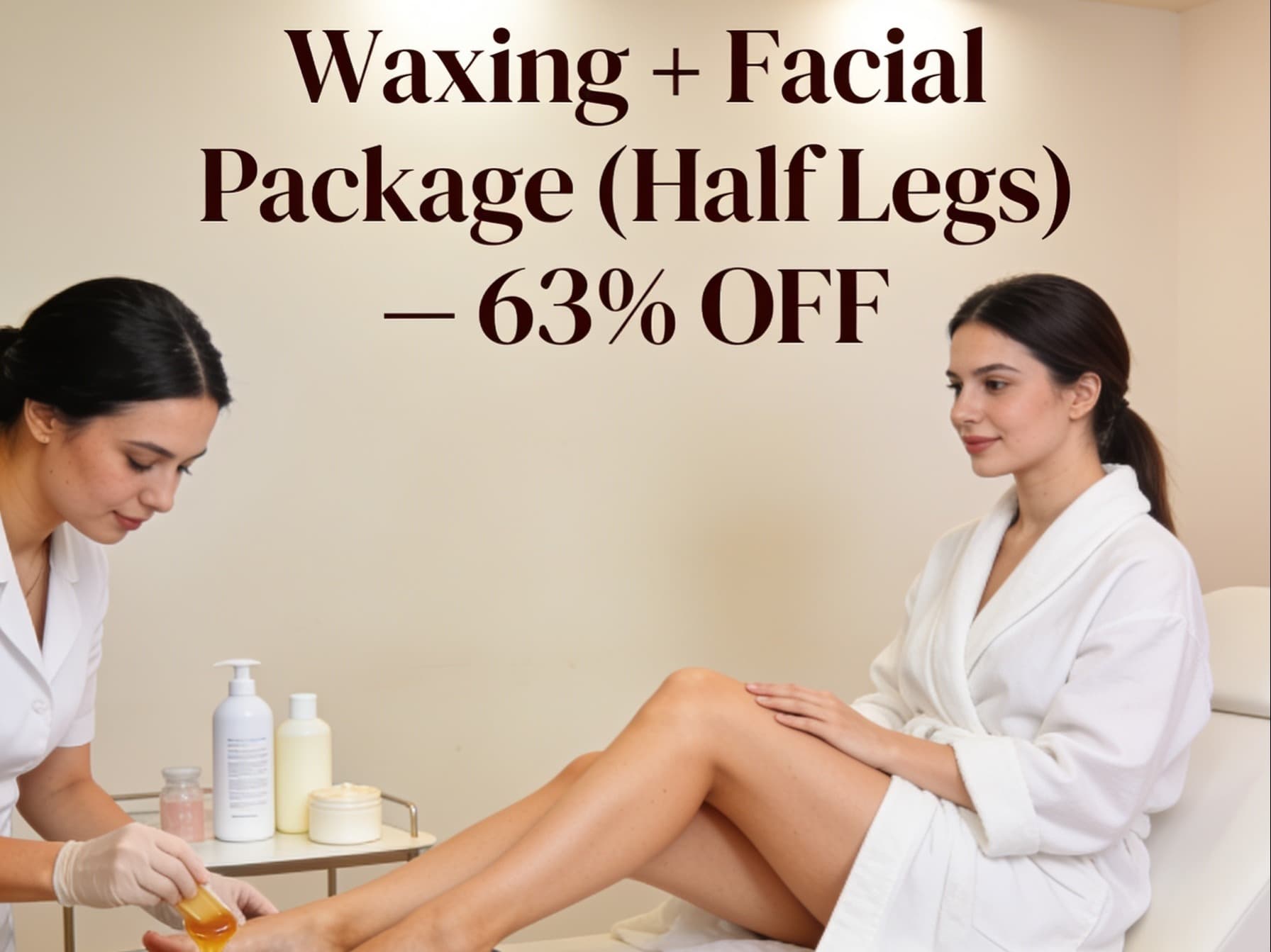Women’s Deals - Waxing + Facial Package (Half Legs) — 63% OFF