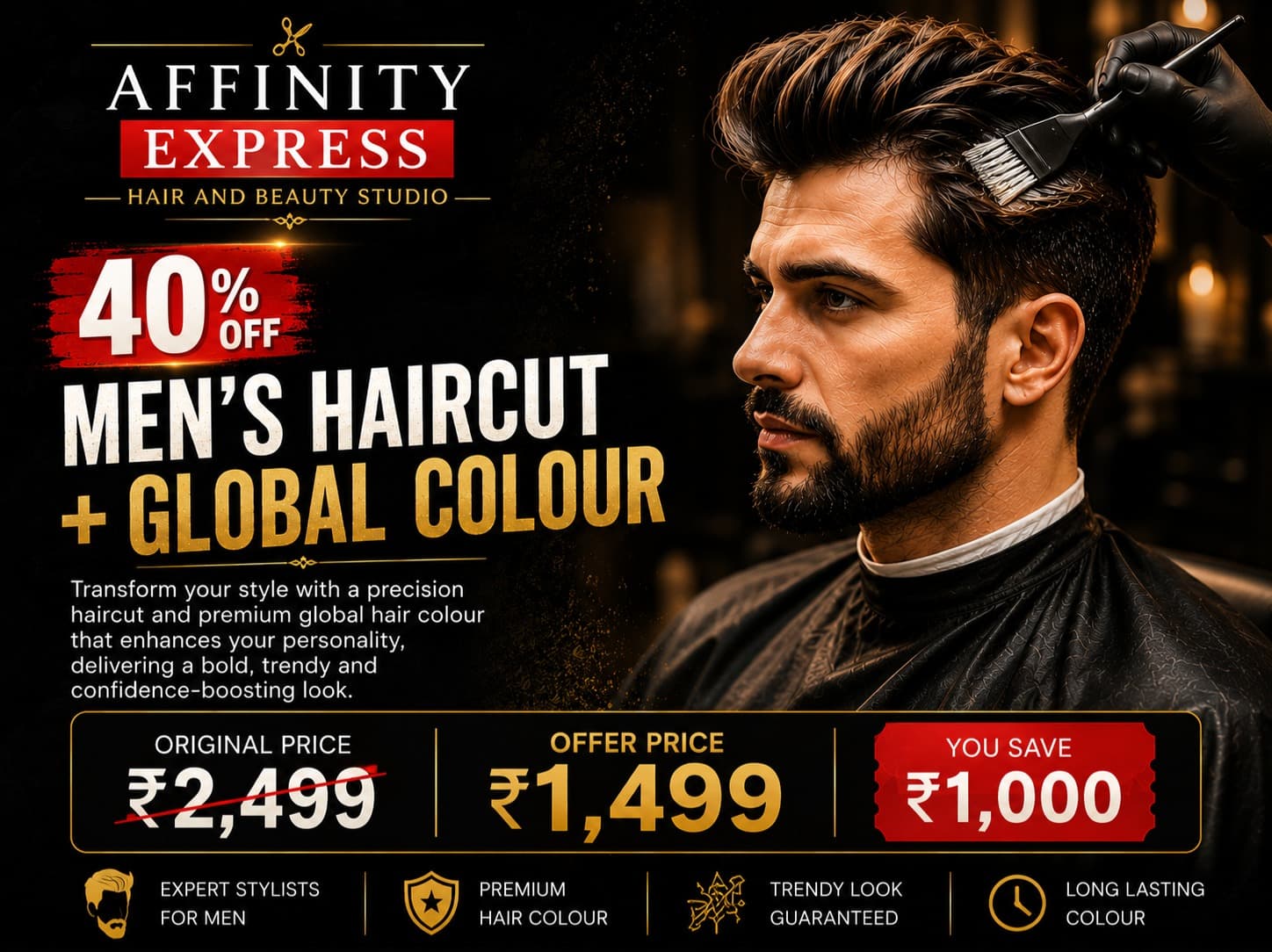 Men’s Haircut + Global Colour | 40% OFF | MEN’S DEALS