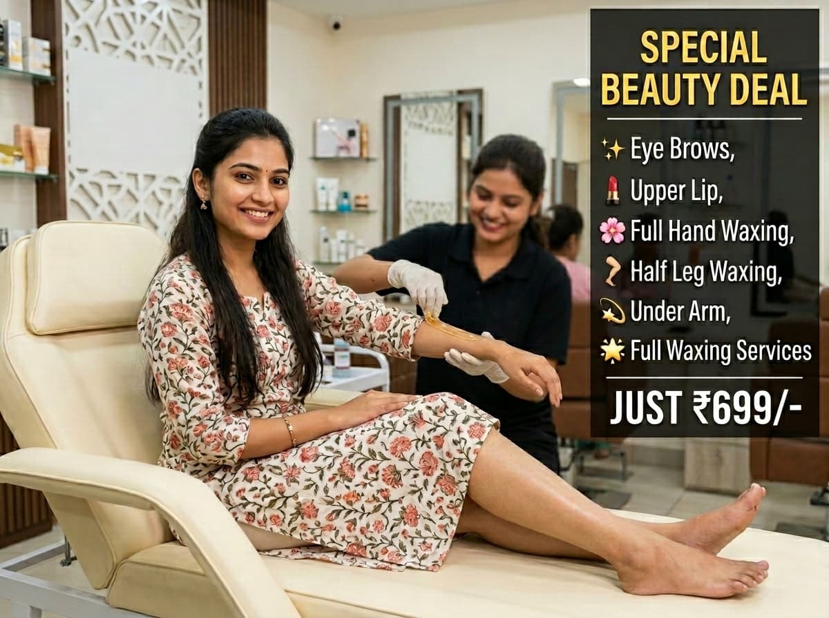 Eye Brows + Upper Lip + Full Hand Waxing + Half Leg Waxing + Under Arm + Waxing - 1