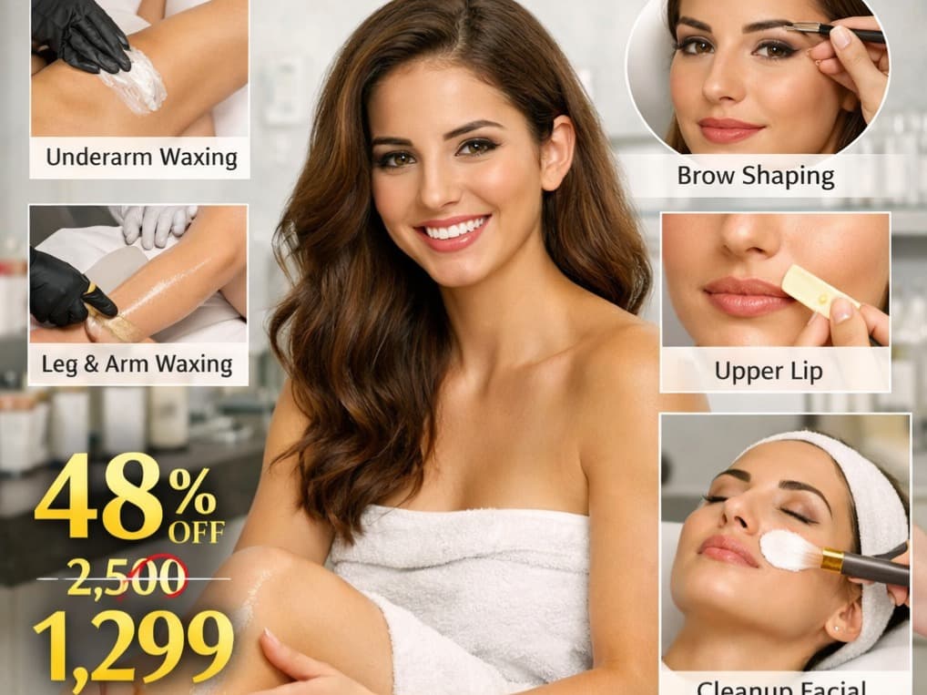 Choco/Rica/Roll‑on Waxing Package/ Eyebrows, Upper Lip, and Cleanup Facial OFF 48%